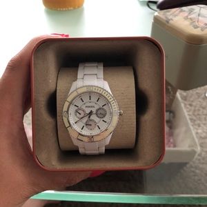 White Fossil watch